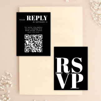 Tarjetas RSVP de código QR para boda elegantes en