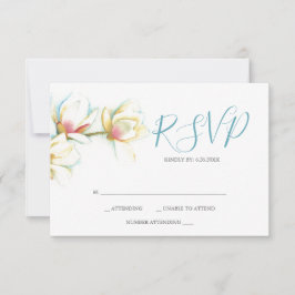 Tarjetas RSVP de color de agua de Magnolia blanca