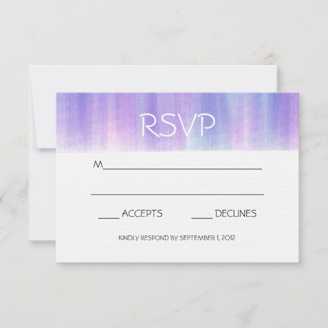 TARJETAS RSVP DE COLOR DE AGUA PURPLE Y PINK (Anverso)