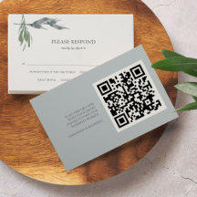 Tarjetas RSVP de color de agua verde con código QR