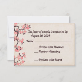 Tarjetas RSVP de color rosa Sakura Blossoms