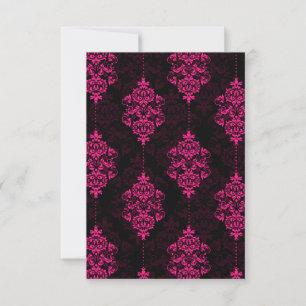 Tarjetas RSVP de Damasco Rosado Caliente y Boda Ne