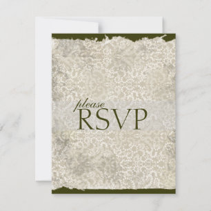Tarjetas RSVP de Damask clásicas, olivo