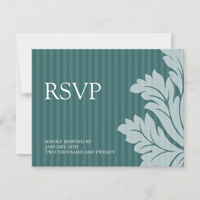 Tarjetas RSVP de Damask Classy (Anverso)