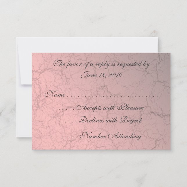 Tarjetas RSVP de Damask de Grunge Rosa (Anverso)