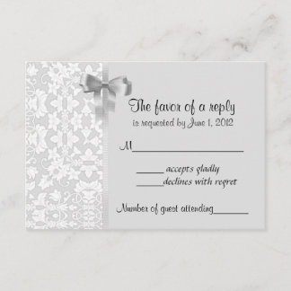 Tarjetas RSVP de Damask de plata