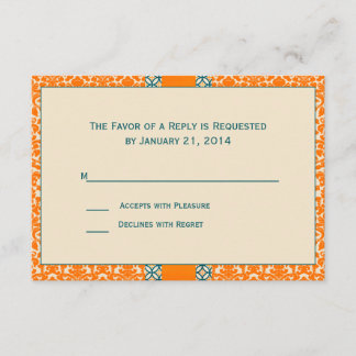 Tarjetas RSVP de Damask Wedding