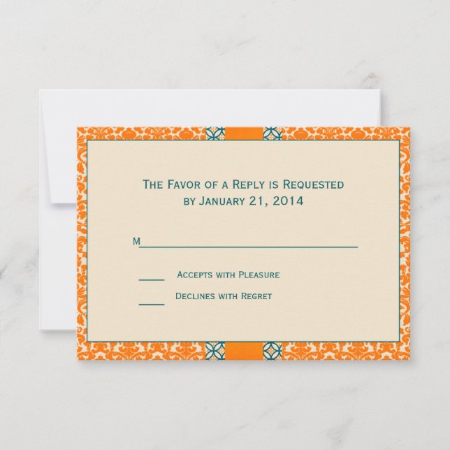Tarjetas RSVP de Damask Wedding (Anverso)
