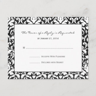 Tarjetas RSVP de Damask Wedding