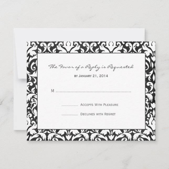 Tarjetas RSVP de Damask Wedding (Anverso)