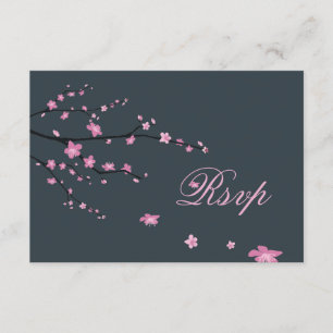 Tarjetas RSVP De Dark Cherry Blossom Para Boda