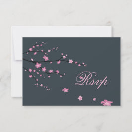 Tarjetas RSVP De Dark Cherry Blossom Para Boda