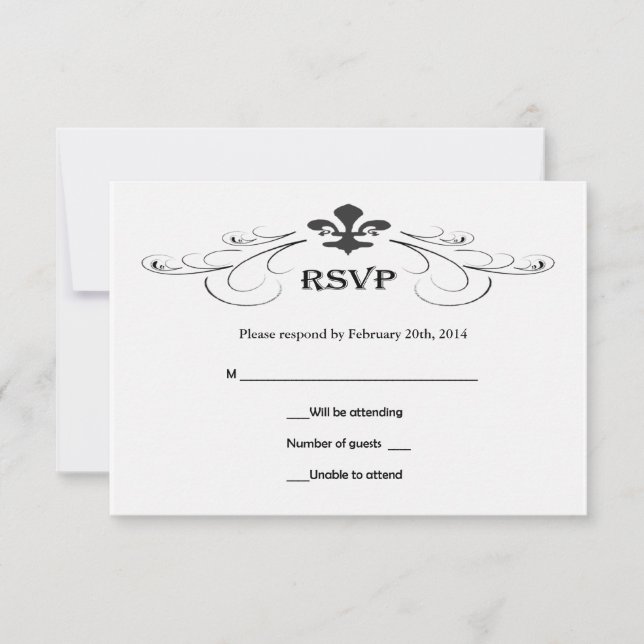 Tarjetas RSVP de Deslizamiento Decorativo Fleur de (Anverso)