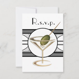 Tarjetas RSVP de diseño de cócteles Art Deco