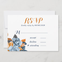 Tarjetas RSVP de Dusty Blue & Rusty Peony Floral W
