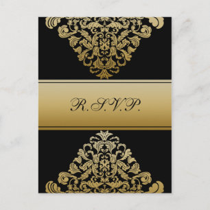 tarjetas RSVP de elegancia en oro negro