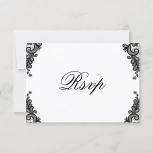 Tarjetas RSVP de elegante boda de encaje negro