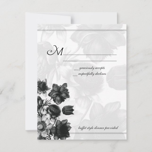 Tarjetas RSVP de elegante boda de flores (Anverso)