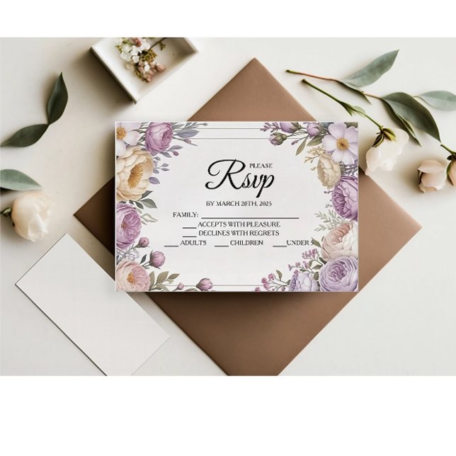 Tarjetas RSVP de Elegante Diseñador Floral (Subido por el creador)