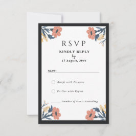 Tarjetas RSVP de elegante flor floreciente
