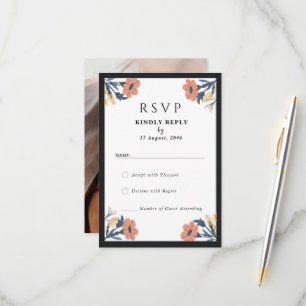 Tarjetas RSVP de elegante flor floreciente