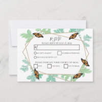 Tarjetas RSVP de elegante matrimonio con mariposa 