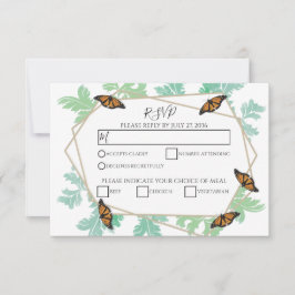 Tarjetas RSVP de elegante matrimonio con mariposa