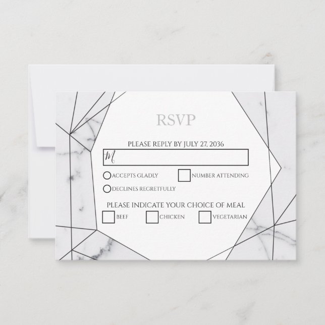Tarjetas RSVP de elegante matrimonio geométrico de (Anverso)