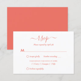 Tarjetas RSVP de escritura de coral moderna