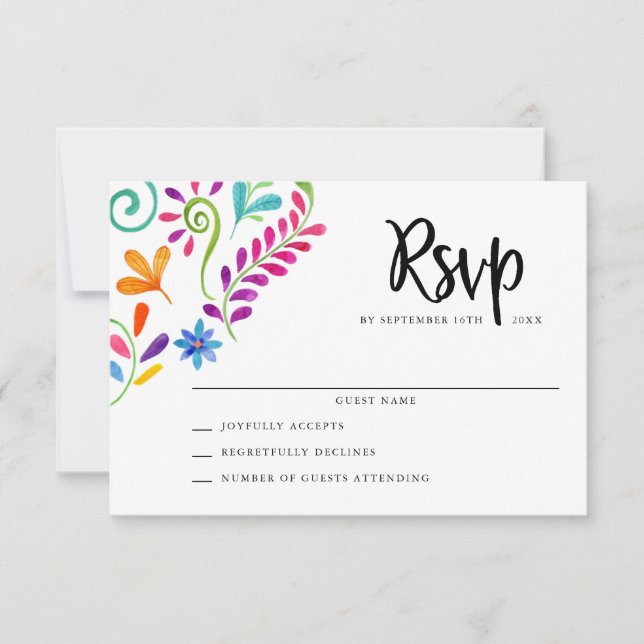 Tarjetas RSVP de Fiesta Boda Mexicana (Anverso)