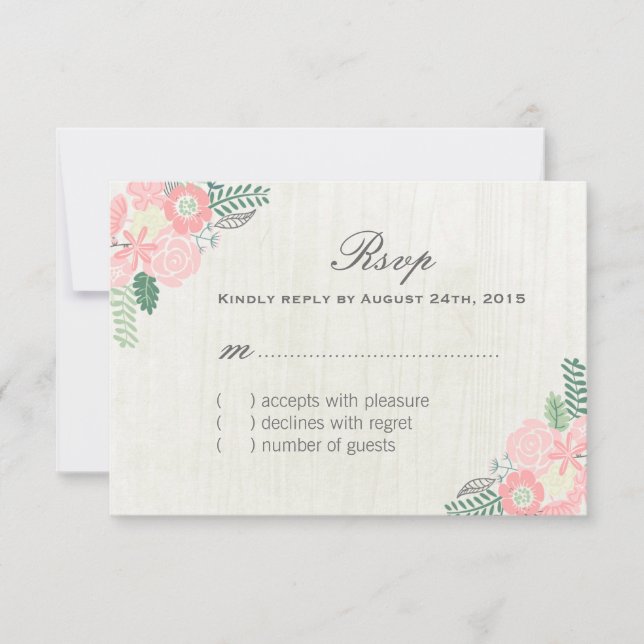 Tarjetas RSVP de flor suave (Anverso)