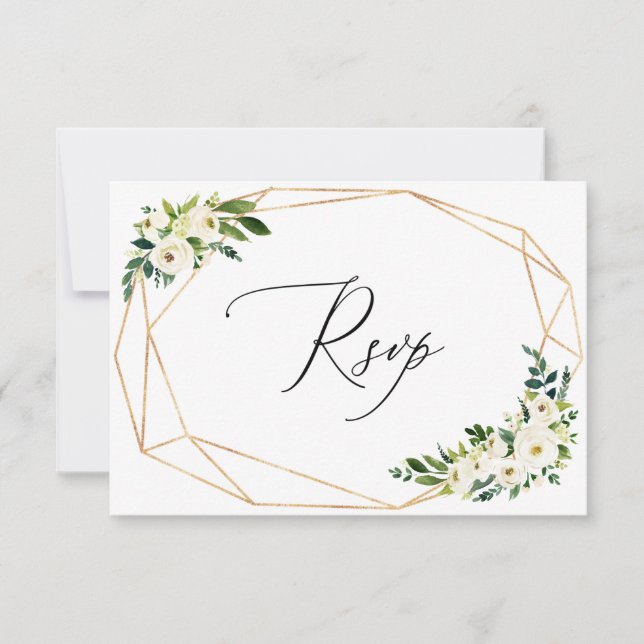 Tarjetas RSVP De Flores Blancas Para Boda (Anverso)