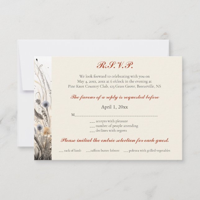 Tarjetas RSVP de Flores Silvestres de Brisa del Ot (Anverso)