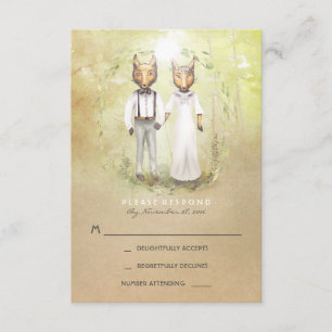 Tarjetas RSVP de Fox Love Wedding