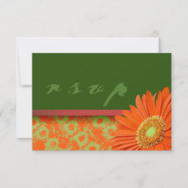 Tarjetas RSVP de Gerbera Naranja Green Script