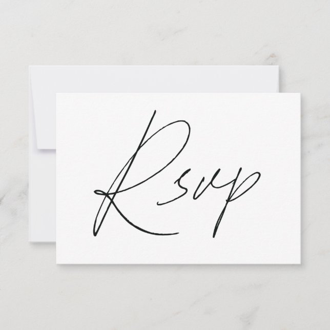 Tarjetas RSVP De Guión Ligero Para Blanco Boda (Anverso)