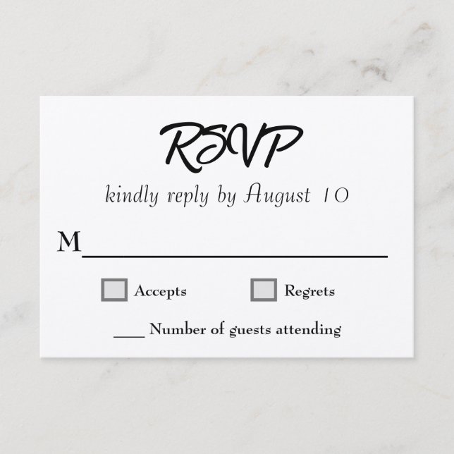 Tarjetas RSVP de guiones de Kraft Boda (Anverso)