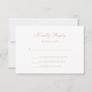 Tarjetas RSVP de guiones rosados en blanco negro y