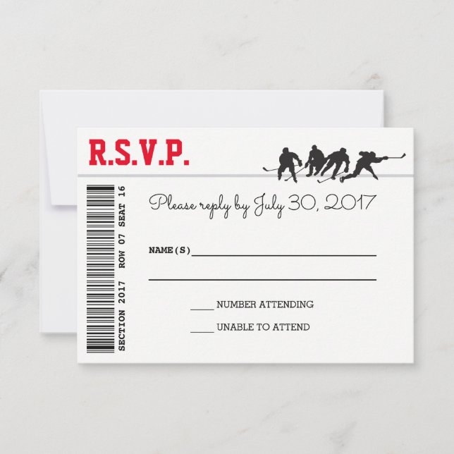 Tarjetas RSVP de Hockey Love (Anverso)