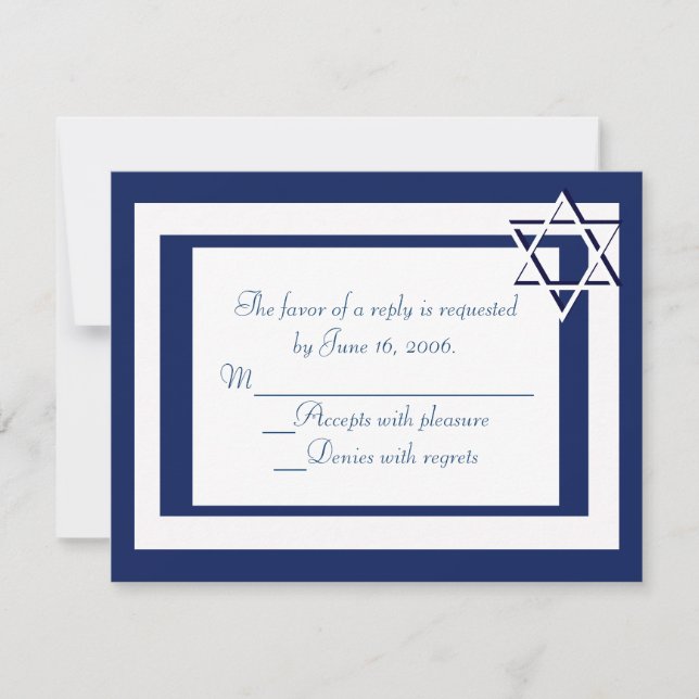 Tarjetas RSVP de invitación a Bar/Bat Mitzvah (Anverso)