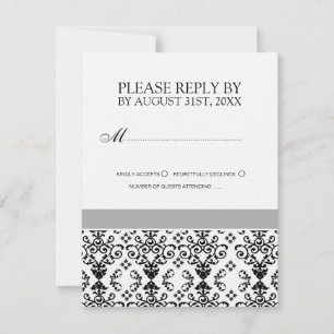 Tarjetas RSVP de invitación a la boda blanca y neg