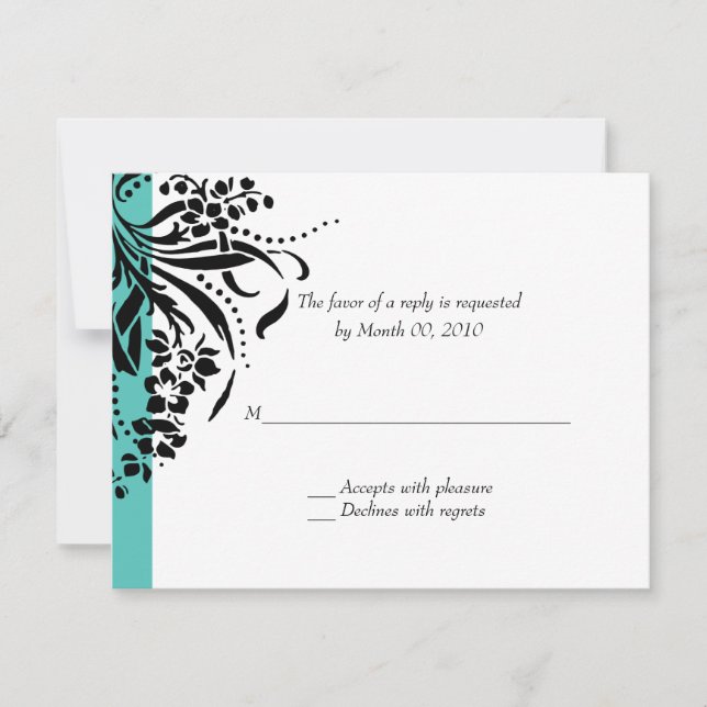 Tarjetas RSVP de invitación a la boda turquesa (Anverso)