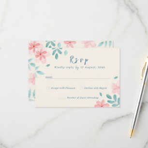 Tarjetas RSVP de invitación a matrimonio rosa de c
