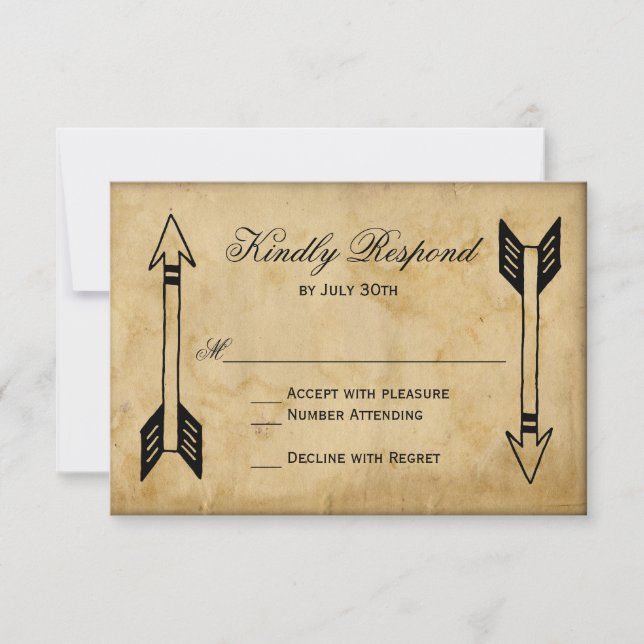 Tarjetas RSVP de la antigua flecha tribal Wedding (Anverso)