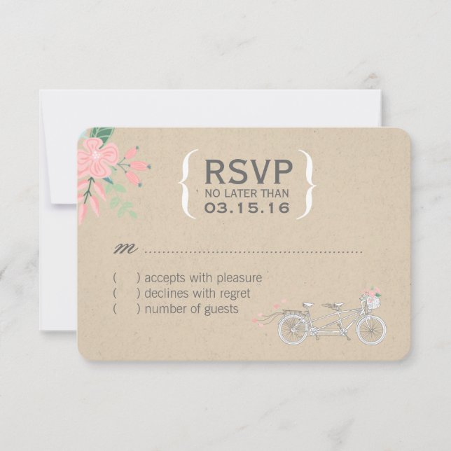Tarjetas RSVP de la bicicleta de tándem (Anverso)