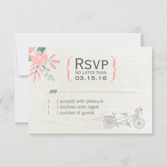 Tarjetas RSVP de la bicicleta de tándem (Anverso)