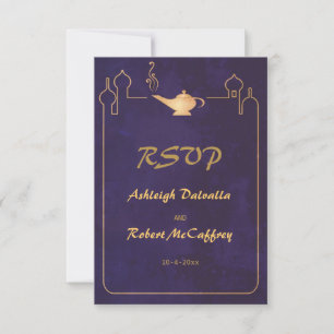 Tarjetas RSVP de la boda árabe mágica de la lámpar