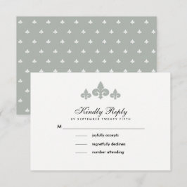 Tarjetas RSVP de la Boda Blanca Gris Fleur-de-lis