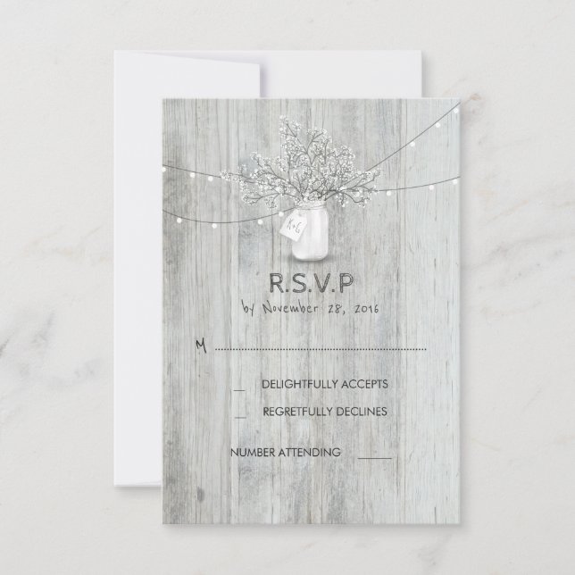 Tarjetas RSVP de la boda de aliento de un bebé rus (Anverso)