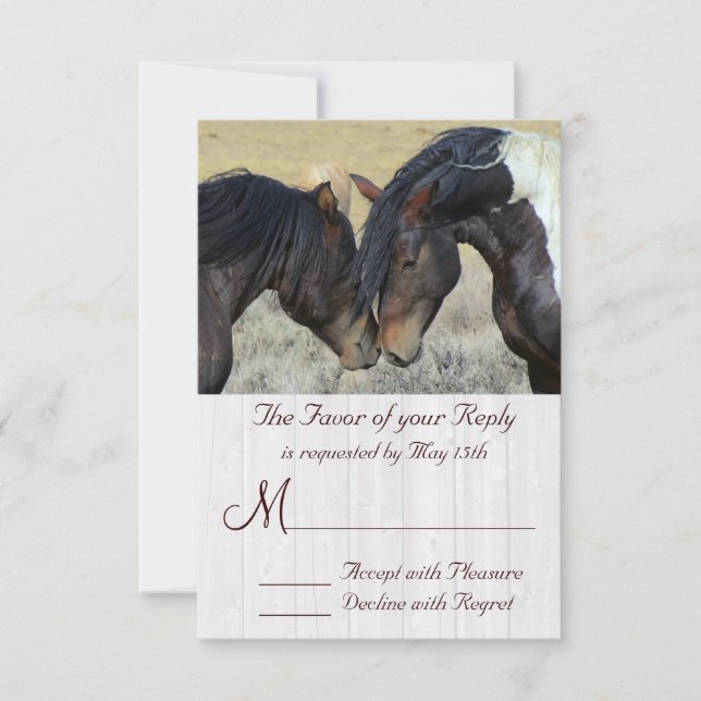 Tarjetas RSVP de la boda de caballos WIld Mustang (Anverso)